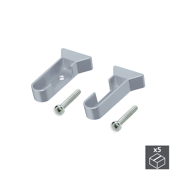 acquista Supporto per Bastone Appendiabiti Plastica Grigio Metallizzato 5 Pezzi Emuca