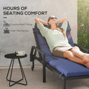 Cuscino per Sdraio e Lettino Prendisole  con Lacci di Fissaggio  in Tessuto Blu Scuro