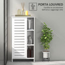 Mobile Bagno con Armadietto Chiuso 48x24x96,5 cm a 3 Livelli e 3 Ripiani Aperti in Legno Bianco    