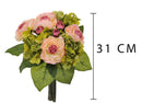Set 3 Bouquet Artificiale di Ranuncolo e Ortensia Artificiale Altezza 31 cm Rosa