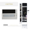 Armadio Portagioie a Specchio con Luci LED 37x30x158 cm in MDF  Bianco