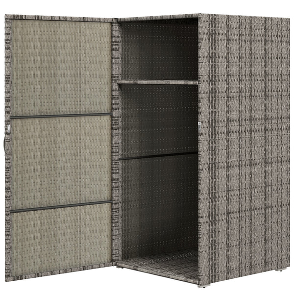 sconto Armadio da Giardino 2 Vani 60x63x120 cm in Rattan PE Grigio