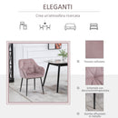 Set 2 Sedie Imbottite 59,5x55,5x83,5 cm in Velluto Rosa