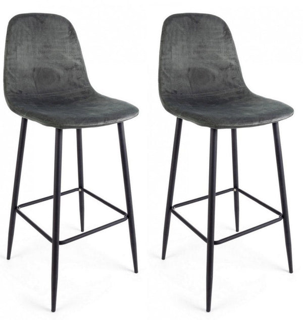 acquista Set 2 Sgabelli 46x39x103 cm Irelia in Velluto Grigio Scuro
