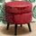 Pouf Contenitore Ø37x40 cm Sgabello Poggiapiedi in Tessuto Velluto Bordeaux