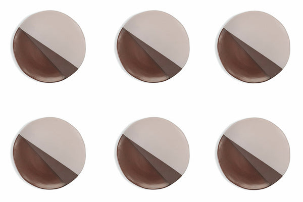 online Set 6 Piatti Piani Ø27,5x2,5 cm in Gres Villa d'Este Home Tivoli Officina Bianco e Marrone