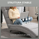 Poltrona Chaise Longue Reclinabile con Schienale Alto 160,5x60,5x93 cm in Tessuto Effetto Lino Grigio Chiaro 
