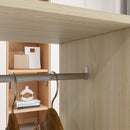 Armadio Guardaroba a Rotelle 120x40x128 cm con 2 Barre e 3 Ripiani Aperti in Legno e Alluminio Color Legno      