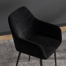 Set 2 Sedie Moderne con Braccioli 54x57x80 cm in Tessuto Effetto Velluto Nero  