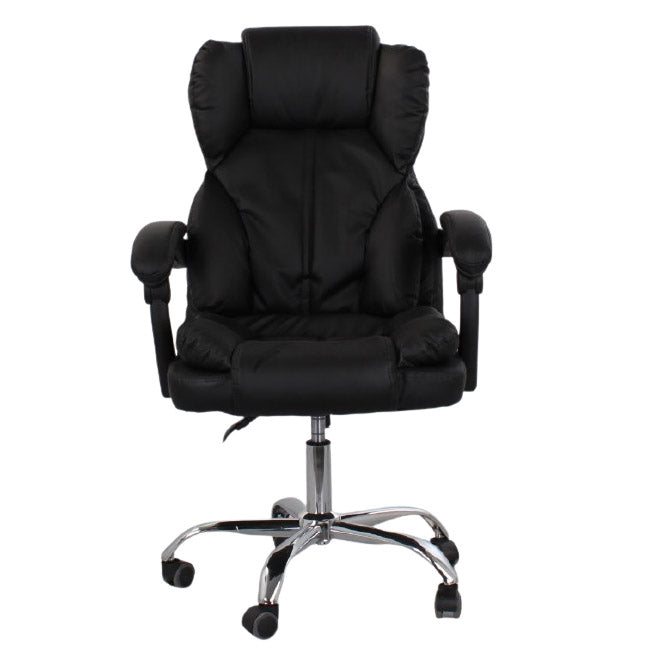 Sedia Direzionale da Ufficio Reclinabile in Similpelle Nera