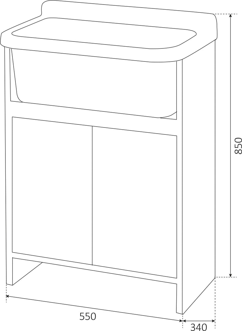 Mobile Lavatoio in PVC 55x34x85 cm 2 Ante Forlani Orazio Bianco