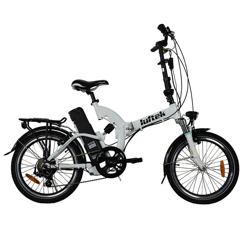 Bicicletta Elettrica Pieghevole a Pedalata Assistita 20" 250W 10Ah Luftek 111 Bianca