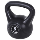 Kettlebell Fitness 8 Kg in PVC con Sabbia e Maniglia Nero