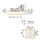 Cerniera a Scodellino 35 mm Collo Alto 100° con Basetta 20 Pezzi Emuca