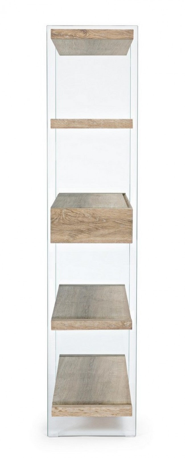 Libreria 4 Ripiani 2 Cassetti Line Kenya in Vetro