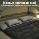 Sacco a Pelo Matrimoniale per 2 Adulti 230x165 cm con Cuscini Temperatura 0-5°C in Poliestere e Cotone Nero      