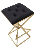 Sgabello da Bar Piramid 40x40x75 cm in Ferro e Vetro Oro e Nero