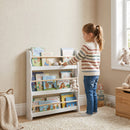 Libreria Montessoriana per Bambini 3-8 Anni a 3 Ripiani 60x15x73 cm in Truciolato Bianco      