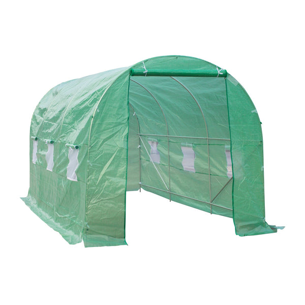 Serra a Tunnel da Giardino con Tetto Arrotondato 4,5x2x2m in PE e Metallo Verde online