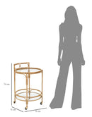 Carrello Panama Round Ø51x74 cm in Ferro e Vetro e Plastica Marrone      