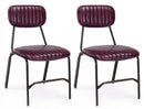 Set 2 Sedie Imbottite 44x55x78 cm Debbie in Ecopelle Bordeaux Vintage