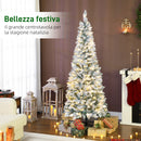 Albero di Natale Innevato 180 cm 479 Rami con 180 Luci LED Colorate Verde e Bianco      