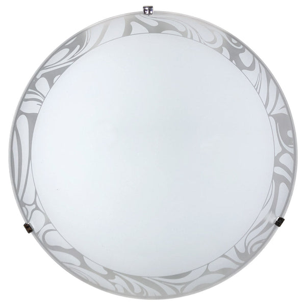 sconto Plafoniera 1xE27 Ganci Cromo Vetro Lastra Bianco Decorato Bianco E-Energy Amalia