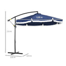Ombrellone da Giardino Decentrato a 8 Stecche Ø295x260 cm in Acciaio e Poliestere Blu Scuro
