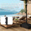 Base per Ombrellone a Rotelle con Freni, con Acqua 40kg/Sabbia 61kg, per Pali Ombrelloni da Ø35/38/48mm, Nero      