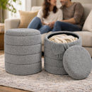 Set 2 Pouf Contenitori 43x45 cm e 35x40 cm Seduta Imbottita Rivestimento Bounclè Grigio      