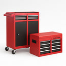 Cassetta Carrello Portautensili Mobiletto a 5 Cassetti 2in1 in Acciaio SPCC Laminato Rosso      