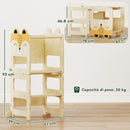 Torre Montessoriana per Bambini 2-5 Anni 57x39x93 cm con Lavagna e Tavolino Color Legno      