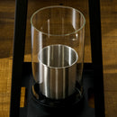 Set 2 Camini a Bioetanolo da Terra e da Tavolo con Vetro in Acciaio Nero