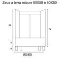 Mobile Lavatoio Vasca Zeus in MineralMarmo Apertura a 2 Ante 77,5x48x84 cm Olmo Scuro