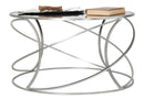 Tavolo da Caffé Saturn Ø80x45 cm in Ferro e Specchio e MDF Argento