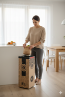 Pattumiera Per Raccolta Rifiuti 28x28xh70 cm in Cartone Con Stampa Grafica Organico Beige