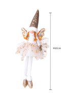 Angelo Seduto con Led H60 cm in Tessuto Champagnegne