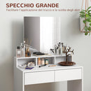 Consolle Trucco con Specchio Cassetti e Ripiani 75x38x135 cm Bianco   