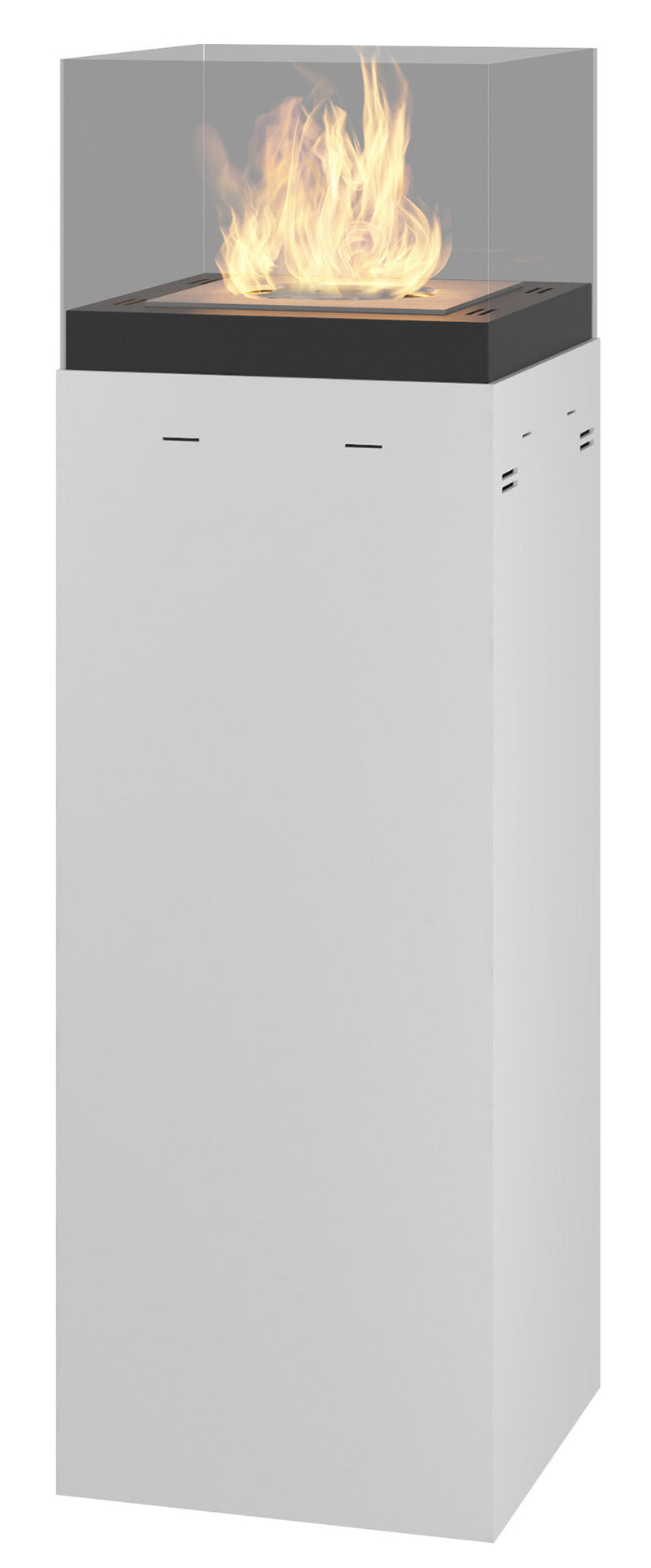 Camino a Bioetanolo da Pavimento 36x36x115 cm Instate 1150 Bianco con Vetro