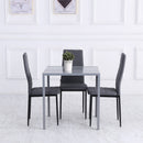 Tavolo Quadrato 75x75x75 cm in Metallo e Vetro Temperato Grigio