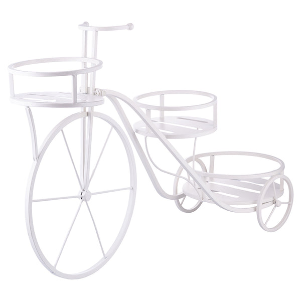 Portavasi 3 Ripiani Design a Bicicletta 78x25x48 cm in Ferro Battuto Bianco sconto