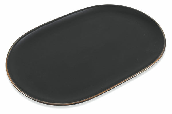 Piatto da Portata Ovale 39x26,5x2 cm in Stoneware Villa d'Este Home Tivoli Cala Dorata Nero acquista