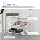 Appendiabiti Panchina per Ingresso con Scarpiera in Acciaio Bianco 67x30x185 cm 