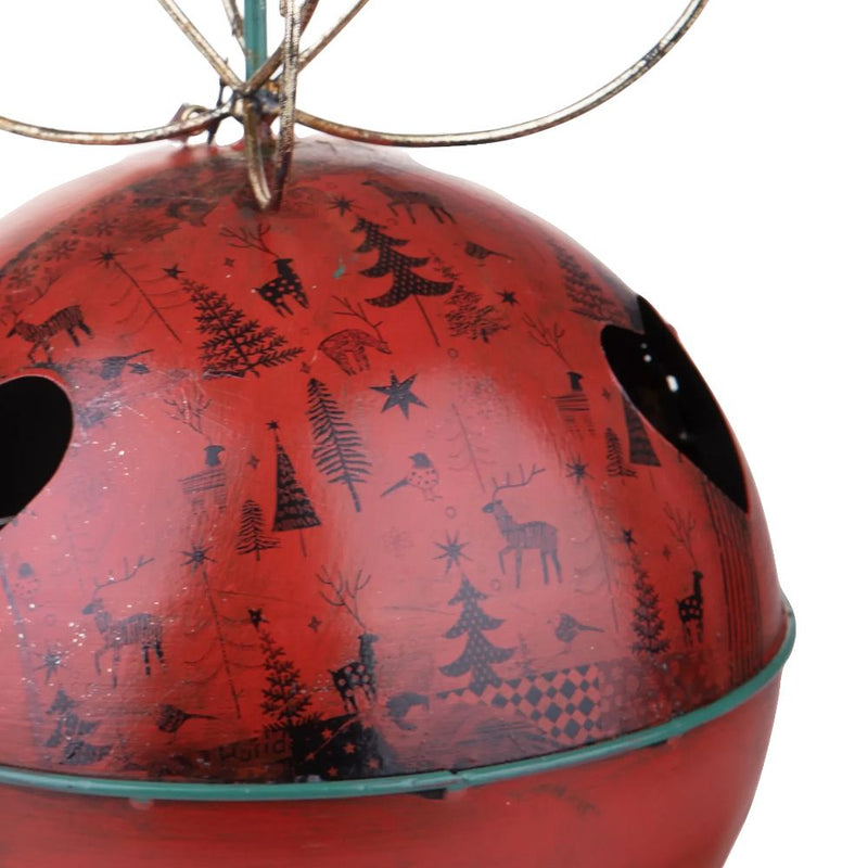 Addobbi Natalizi Sfera da Appendere Ø 20 cm in Metallo Rosso e Verde