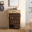 Scarpiera Mobile Salvaspazio 2 Ante 1 Cassetto 63x33x95h cm in Melaminico Venato a Rilievo Rovere Naturale