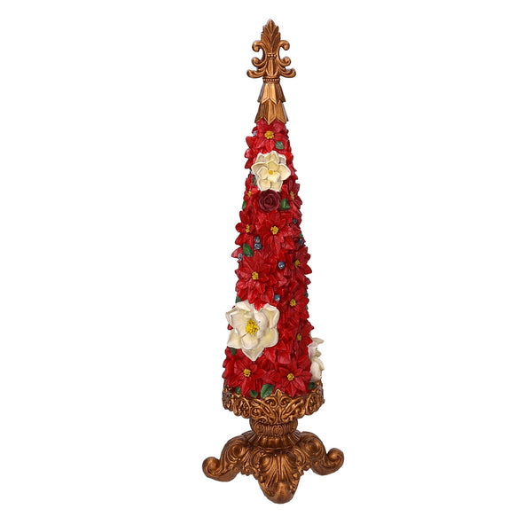 Mini Albero di Natale in Resina con fiori rosso cm 13x13xh47,5 prezzo
