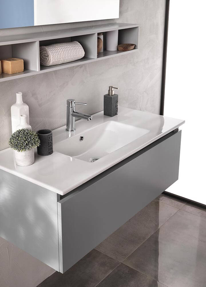 Mobile da Bagno sospeso Ibiza 14 Grigio Opaco Laccato TFT