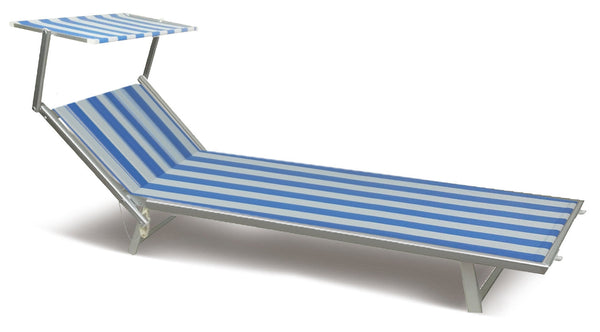 acquista Lettino Prendisole da Giardino in Alluminio Soriani Riccione Righe Bianco e Blu