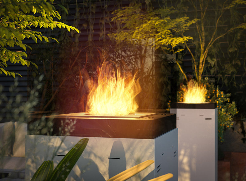 Camino a Bioetanolo da Pavimento 36x36x115 cm Instate 1150 Bianco con Vetro