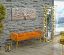 Panca Lady Ruggine 120x45x55 cm in Legno Spugna Metallo e Poliestere Ruggine e Oro